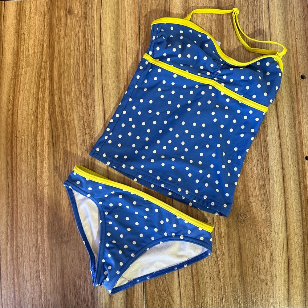 Boden Johnnie B 2 piece swim suit swim wear blue polka dot